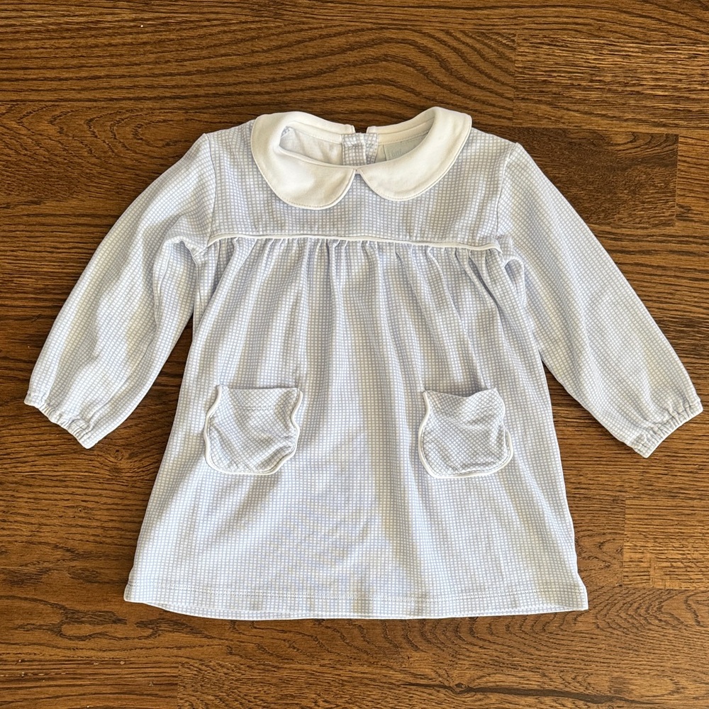 Little English Light Blue Plaid Dress with Peter Pan Collar